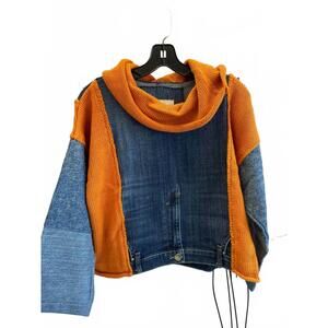 NEW SHANNON PASSERO women's sania pullover jacket in desert orange/denim mix